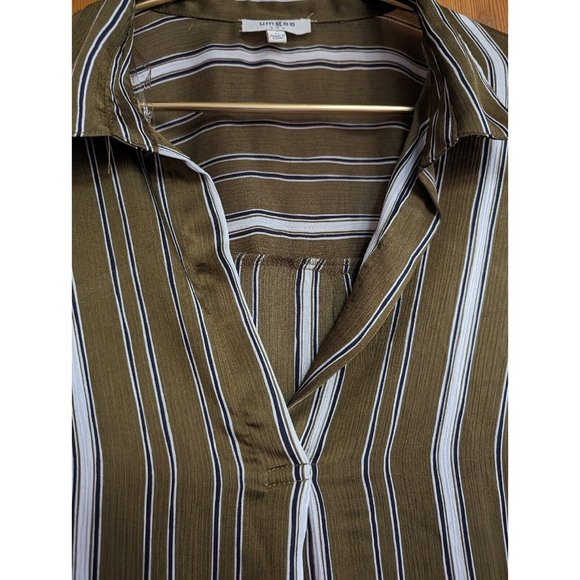 Umgee Top Womens Large Green White Striped Gauzy Oversized Tunic Blouse - Picture 4 of 8